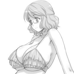 1girls big_boobs big_breasts big_tits bikini black_and_white boobs breasts female glasses greyscale karasuma_sakura kin-iro_mosaic magaki_ryouta monochrome only_female short_hair swimsuit tits white_background