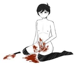 1boy blood bloodplay guro omori omori_(character) self_harm solo_male