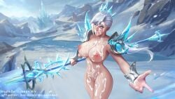 1girls ahe_gao big_breasts cum_on_breasts cum_on_face mobile_legends mobile_legends:_bang_bang silvanna_(mobile_legends)