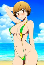 ai_generated alternate_costume atlus breasts female female_only nai_diffusion persona persona_4 ryu_ai satonaka_chie sling_bikini solo stable_diffusion swimsuit