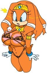 1girls areolae big_breasts bikini breasts busty cassettedream echidna female female_only hoshime huge_breasts large_breasts leopard_print nipple_slip nipples solo sonic_(series) sonic_the_hedgehog_(series) swimsuit thick_thighs tikal_the_echidna wide_hips