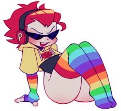 big_thighs blush brookenwingz butt buttcheeks crop_top femboy feminine_male friday_night_funkin friday_night_funkin_mod girly goddess_wingz headphones hisangelicvoice hoodie newgrounds nnenyov pico's_school pico_(newgrounds) rainbow_arm_warmers rainbow_armwear rainbow_stockings red_hair runningawayaya solo source_deleted stockings sunglasses thick_thighs thigh_highs thighhighs tinted_eyewear white_background widow's_peak