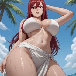 1girls ai_generated ass bikini bikini_top breast breasts brown_eyes butt cleavage curvaceous curvaceous_body curves curvy curvy_body curvy_female curvy_figure deviantart erza_scarlet exposed_ass exposed_breast exposed_breasts exposed_butt fairy_tail female hourglass_figure inner_sideboob light-skinned_female light_skin okosumo red_hair sideboob solo underboob voluptuous voluptuous_female watermark white_bikini white_bikini_top