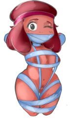 bondage bondage breasts cartoon_network christmas female female_focus female_only nipples red_body red_hair red_skin ribbon ruby_(steven_universe) short_hair steven_universe steven_universe:_the_movie steven_universe_future tied tied_arms tied_legs tied_up