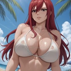 1girls ai_generated bikini bikini_top breast breasts breasts brown_eyes cleavage curvaceous curvaceous_body curves curvy curvy_body curvy_female curvy_figure deviantart erza_scarlet exposed_breast exposed_breasts fairy_tail female female hourglass_figure inner_sideboob light-skinned_female light_skin okosumo red_hair red_hair sideboob voluptuous voluptuous_female watermark white_bikini white_bikini_top