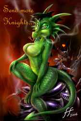 14-bis 2006 anthro breasts dragon feline female furry furry_only knight large_breasts no_nipples red_eyes tail