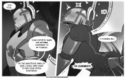 anal anal_sex arched_back armor armored_male backshots before_sex black_body comic comic_page doggy_style during_sex from_behind gabriel_(ultrakill) halo hand_on_ass hand_on_butt helmet helmet_only instant_loss_2koma male male/male male_focus male_only male_penetrating male_penetrating_male mask masked masked_male monochrome mostly_nude nude penetration penetration_from_behind robot_on_angel robotic_hand sex sex_from_behind speech speech_bubble speech_bubbles ultrakill unseen_penetration v1_(ultrakill) vhkansfweer wings