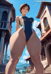 ai_generated charlychad007 rebecca_chambers resident_evil swimsuit thick_thighs wide_hips