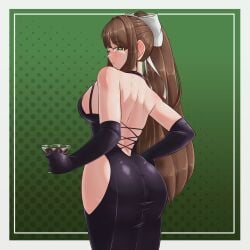 ass doki_doki_literature_club eidanbricks female female_only monika_(doki_doki_literature_club) sideboob solo