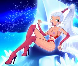 blue_eyes boots breasts bridal_gauntlets busty cleavage clothes color dildo erect_nipples eyeliner eyeshadow female female_only gloves high_heel_boots high_heels hourglass_figure ice ice_dildo icy_(winx_club) licking lipstick long_hair long_legs looking_at_viewer makeup mascara nipples open_mouth plait ponytail purple_nipples rainbow_(animation_studio) silver_hair sitting snow solo the_trix thin_waist tied_hair tongue tongue_out wasp_waist white_hair winx_club witch zfive