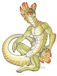 1boy 2015 abs anthro anus balls biceps capcom claws fangs green_scales iggi male male_only monster_hunter muscles najarala nude pecs pinup plain_background pose scalie sheath snake_wyvern solo spread_legs spreading teeth video_games white_background