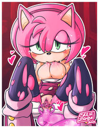 2015 amy_rose amy_rose_(boom) anal blush breasts female penetration pussy skajrzombie sonic_(series) sonic_boom tentacle vagina vaginal_penetration