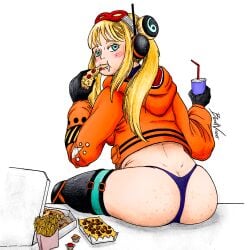 ass beretvisser blonde_hair female female_only girl one_piece one_piece:_egghead_arc vegapunk_york