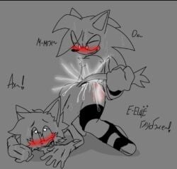 ahe_gao anal_sex cumming moaning monochrome oc original_character original_characters penetration russian_text sex sonic_(series) sonic_the_hedgehog_(series) stockings tail_grab