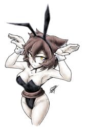 artist_signature big_breasts breasts bunny_ears bunnysuit cat_ears cat_tail catgirl doodlecat female female_focus female_only oc original_character pose sonictale32 tastefulanatomy white_background yellow_eyes