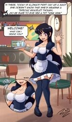 big_breasts black_hair breast_expansion cafe giantess giantess_growth growth growth_sequence klonia maid_uniform red_eyes sequence zabuzabotz