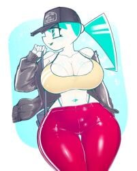 bare_midriff female_only hat jenny_wakeman large_breasts lonlon my_life_as_a_teenage_robot robot_girl