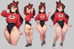 1girls ai_generated ass brown_hair brunette_hair cartoon female gravity_falls hot hot_girl mabel_pines sexiest sexy.ai