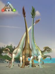 3d 3girls animal_genitalia ark_survival_evolved cloaca dinosaur dromaeosaurid female female_only feral looking_back presenting raptor source_filmmaker studio_wildcard take_your_pick theropod utahraptor