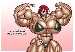 bikini flexing forsakun huge_biceps huge_muscles moira_ainsburg muscular_arms muscular_female