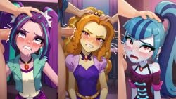 3girls adagio_dazzle ai_generated angry aria_blaze blush collage crying cum ear_fuck ear_penetration ear_sex embarrassed equestria_girls female friendship_is_magic girl hasbro looking_at_viewer my_little_pony open_mouth rainbow_rocks sex sonata_dusk teeth the_dazzlings villainess