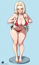 ai_generated bare_legs bare_shoulders barefoot big_ass big_breasts bikini blush breasts candypinklips erect_nipples eyelashes feet female green_eyes hands_on_towel large_breasts legs lipstick looking_at_viewer milf naruto naruto_(series) naruto_shippuden naughty_face naughty_smile puffy_breasts puffy_nipples red_bikini smile tanned tanned_female toenail_polish toes tsunade twintails wet yellow_hair