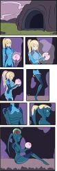 breast_expansion breasts corruption covered_navel db-palette female large_breasts metroid samus_aran statue thighs transformation transformation_sequence wide_hips