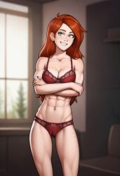 ai_generated bra gravity_falls muscular muscular_female panties wendy_corduroy