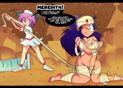 1girls breasts darkstalkers female lilith_aensland meredith_(popfulblue) mummy_costume nude popfulblue succubus tagme