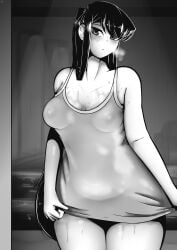 1girls anime background black_and_white black_hair cleavage closed_mouth digital_drawing_(artwork) digital_media_(artwork) dress eyelashes female female_focus female_only hi_res komi-san_wa_komyushou_desu komi_shouko legs legs_together long_hair long_shirt looking_at_viewer nipples nipples_visible_through_clothing open_eyes original panting pinup pose posing pulling_clothing quin-nsfw raining soaked solo solo_female solo_focus standing tagme thick_thighs thighs wet wet_body wet_skin