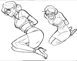 1girls clothed duct_tape_gag female_only fully_clothed heels miss_pauling solo_female team_fortress_2 tied_up xobloodletter