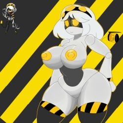 1girls big_breasts breasts female female_only murder_drones nipples robot_girl tannicfer thick_thighs v_(murder_drones) yellow_eyes