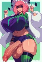 ai_generated big_ass big_balls big_breasts big_penis cum cum_drip futanari gvukub huge_balls huge_breasts huge_cock klara_(pokemon) nintendo pokemon thick_thighs