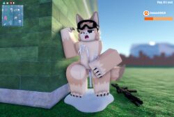 3d after_sex andromorph anthro cum cum_everywhere cum_in_pussy cum_inside cum_on_body cum_on_face cum_puddle cuntboy fennec_fox fox furry gun intersex ravenuwu roblox robloxian self_upload super_animal_royale tagme text unwanted_cumshot