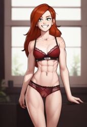 ai_generated bra gravity_falls muscular muscular_female panties wendy_corduroy