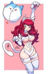 alternate_costume breasts crossover darkstalkers felicia_(darkstalkers)_(cosplay) female female_only fire_emblem fire_emblem_engage nintendo one_eye_closed raydango solo tagme white_skin yunaka_(fire_emblem)