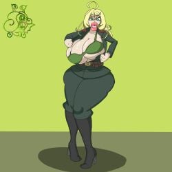 bimbo bimbo_body bimbo_lips bimbofication bimbofied bra female midriff mutagenica tanya_degurechaff thick_lips thick_thighs transformation wide_hips youjo_senki