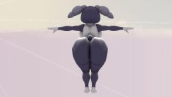 1girls 3d 3d_(artwork) animal_ears ass ass_focus breasts from_behind full_body furry furry_female indeedee ironhawk large_breasts nintendo outstretched_arms pokémon_(species) pokemon rabbit_ears rabbit_tail solo standing tail thick_thighs thighs twintails