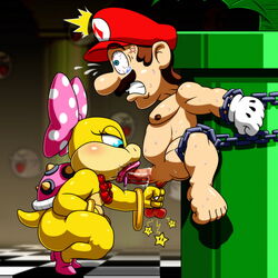 :>= boo_(mario) cock_and_ball_torture female femdom human lawgick male mario mario_(series) nintendo piranha_plant straight super_mario_bros. tagme testicles tongue_out_blowjob torture warp_pipe wendy_o._koopa