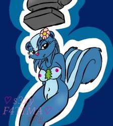 1girls anvil blue_body blue_fur color colored drxii edit edited female female_only flower happy_tree_friends imminent_death mephitid petunia petunia_(htf) skunk solo