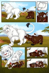 balls comic feline feral kael_tiger lion male mammal oral penis white_lion yaoi