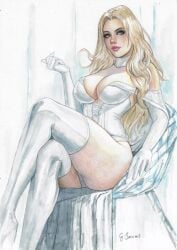 blonde_hair blue_eyes breasts emma_frost gustavo_izumi hellfire_club large_breasts marvel marvel_comics white_queen x-men