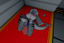 3d anthro big_breast changed_(video_game) female furry looking_pleasured magic_wand masturbating masturbation pink_nipples pink_pussy pussy_juice pussy_juice_drip ravenuwu roblox robloxian self_upload shark tagme tiger_shark tiger_shark_(changed)