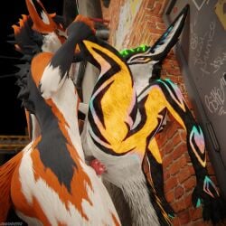 1:1 3d_(artwork) absurd_res against_surface against_wall alley anal anal_sex animal_genitalia animal_penis anthro anthro_on_anthro anthro_penetrated anthro_penetrating anthro_penetrating_anthro balls biped black_body black_fur blender_(artwork) blender_cycles blue_body blue_fur bodily_fluids brown_body brown_fur canid canine canine_genitalia canine_penis canis claws clothing cum cum_dripping_from_penis cum_in_ass cum_inside cum_on_belly cum_on_body cum_on_penis depth_of_field digital_media_(artwork) dominant dragonplayer duo erection fox fur genital_fluids genitals grey_body grey_fur hair hi_res holding_leg inside knot male male/male male_penetrated male_penetrating male_penetrating_male mammal multicolored_body nude on_ground open_mouth orange_body orange_fur orgasm outside outside_sex paws penetration penis pink_penis public public_sex rebelman red_penis reflection rexouium sex slim slim_anthro slim_male slim_sub smile standing submissive submissive_male tail tristanasher white_body white_fur yellow_body yellow_fur