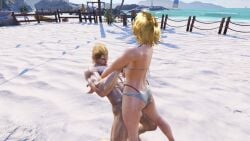 2boys ass beach femboy holding hot_dogging leo_kliesen lifting_person male sitting_on_penis tekken tekken_8 wrestling
