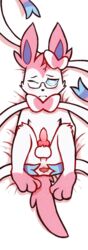 animal_genitalia anus blue_eyes blush bow canine_penis eeveelution eyewear gaping gaping_anus glasses lying male male_only nintendo on_back one_eye_closed penis pokemon presenting presenting_anus shugowah sylveon video_games