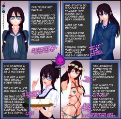 1girls alternate_universe blue_eyes bondage bondage braids color comic comic_panel elf emergence english_text female flower_crown glasses good_end good_ending heart-shaped_pupils igneuzz kinky long_hair saki_yoshida school_uniform schoolgirl schoolgirl_uniform tagme twin_braids unusual_pupils waitress waitress_uniform