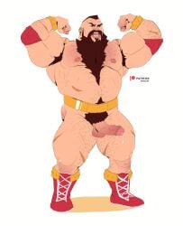 abs balls bara beard biceps big_balls big_penis capcom daddy dilf erection gay hairy_chest male male_nipples male_only male_pubic_hair manly mature_male muscular_male nipples pecs penis precum precum_drip solo solo_male street_fighter zangief