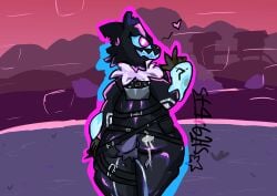 absurd_res animated anthro ass bodily_fluids canid canine canis clothing cum cum_on_butt cum_on_clothing dominant dominant_anthro dominant_female epic_games female fortnite fur genital_fluids gesture gesturing_at_viewer grey_body hand_gesture hi_res looking_at_viewer mammal pack_leader_highwire smile smiling_at_viewer st4rb1ts thick_thighs torn_clothing v_sign vaginal_penetration wolf