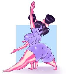 2d 2d_(artwork) 6_arms ass ass_focus bowtie breasts female furry latex latex_gloves latex_thighhighs lymphnode muffet nipples pussy pussy_juice pussy_juice_drip shiny solo solo_female spider sweat thick_thighs thighhighs undertale undertale_(series)